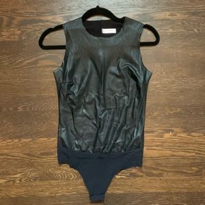 faux leather tank bodysuit